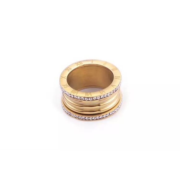 Roman Numeral Swarovski Crystals Stuck Up Eternity Gold Silver Rose Gold Rings - Picture 10 of 16